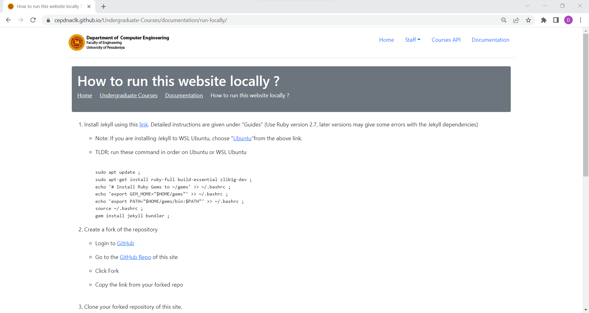 Local Website Deployment DOcumentation Page