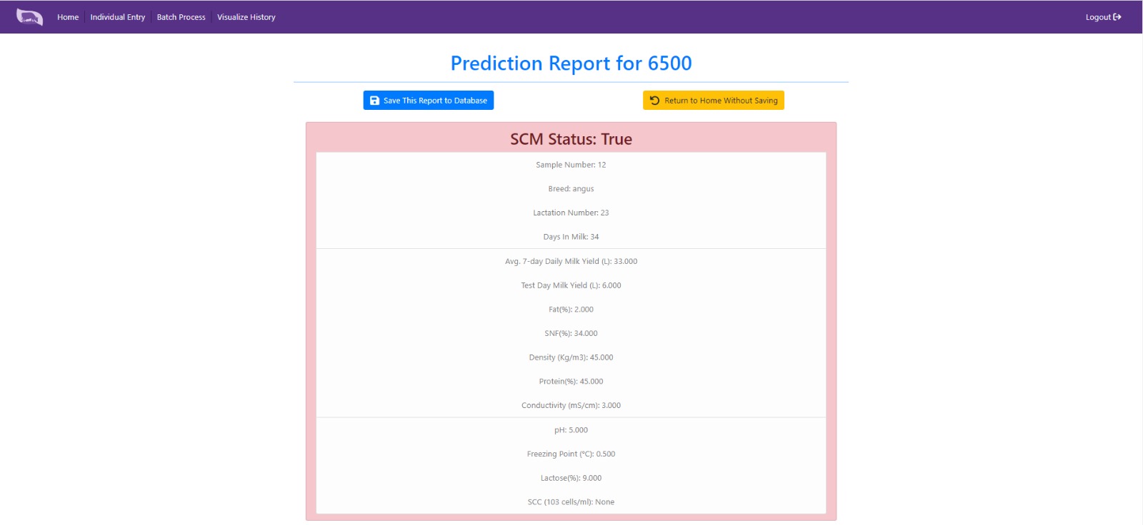 Image: Prediction Result Sheet