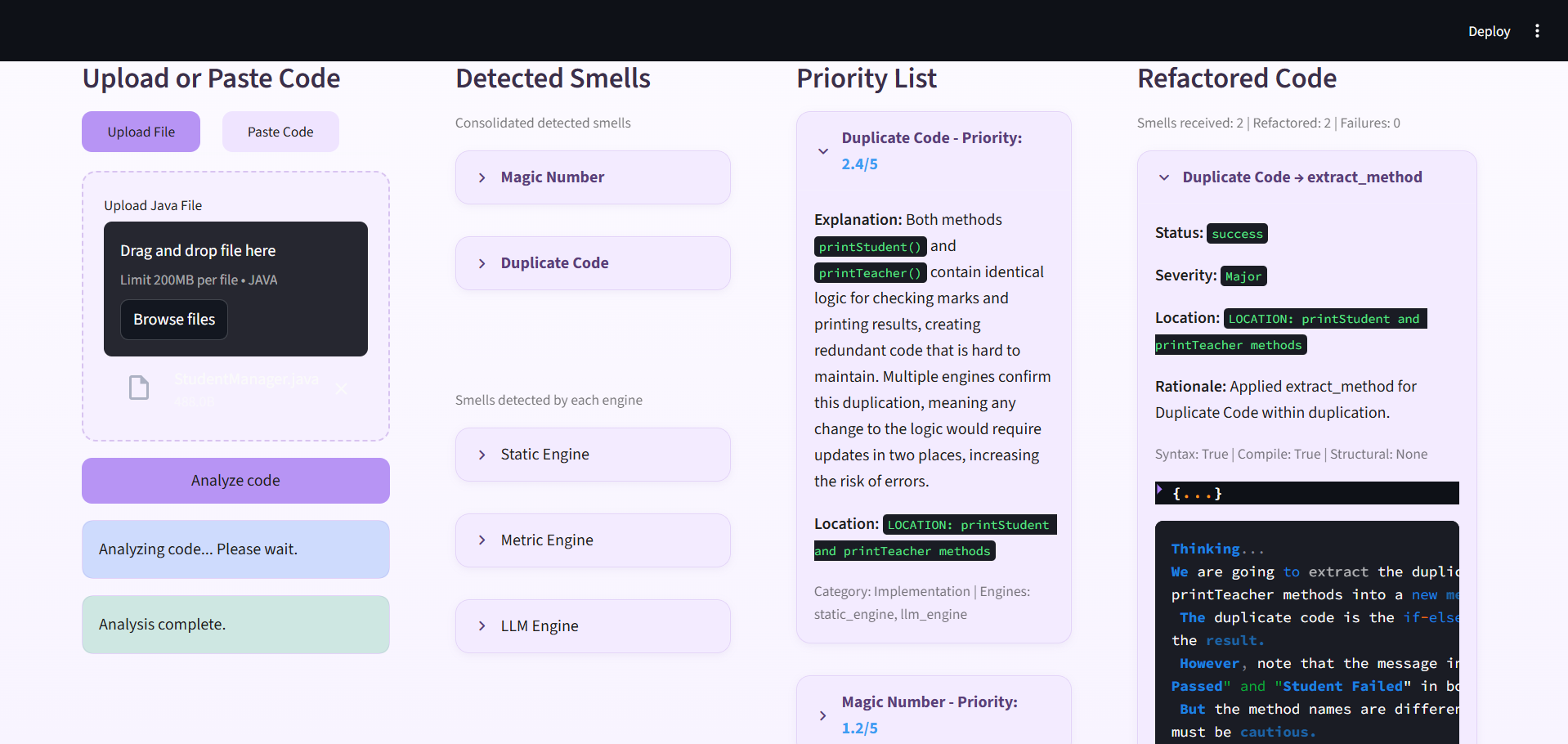 Chatbot Result Interface - Detailed Output