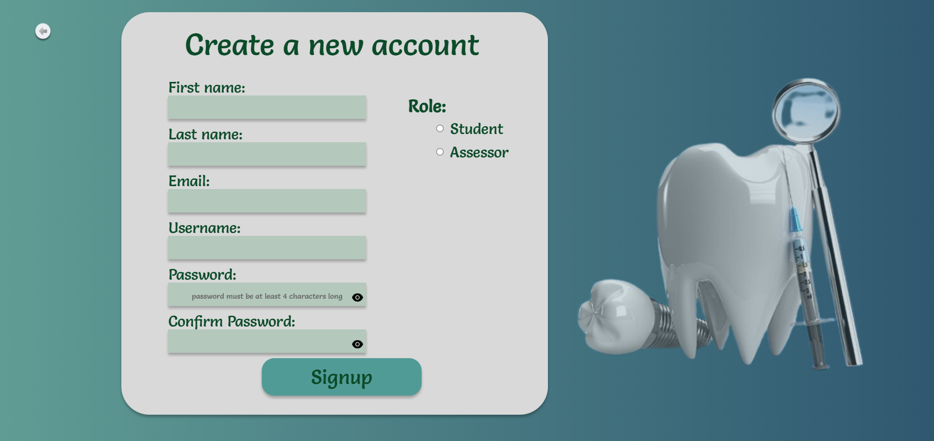 Signup Form Interface