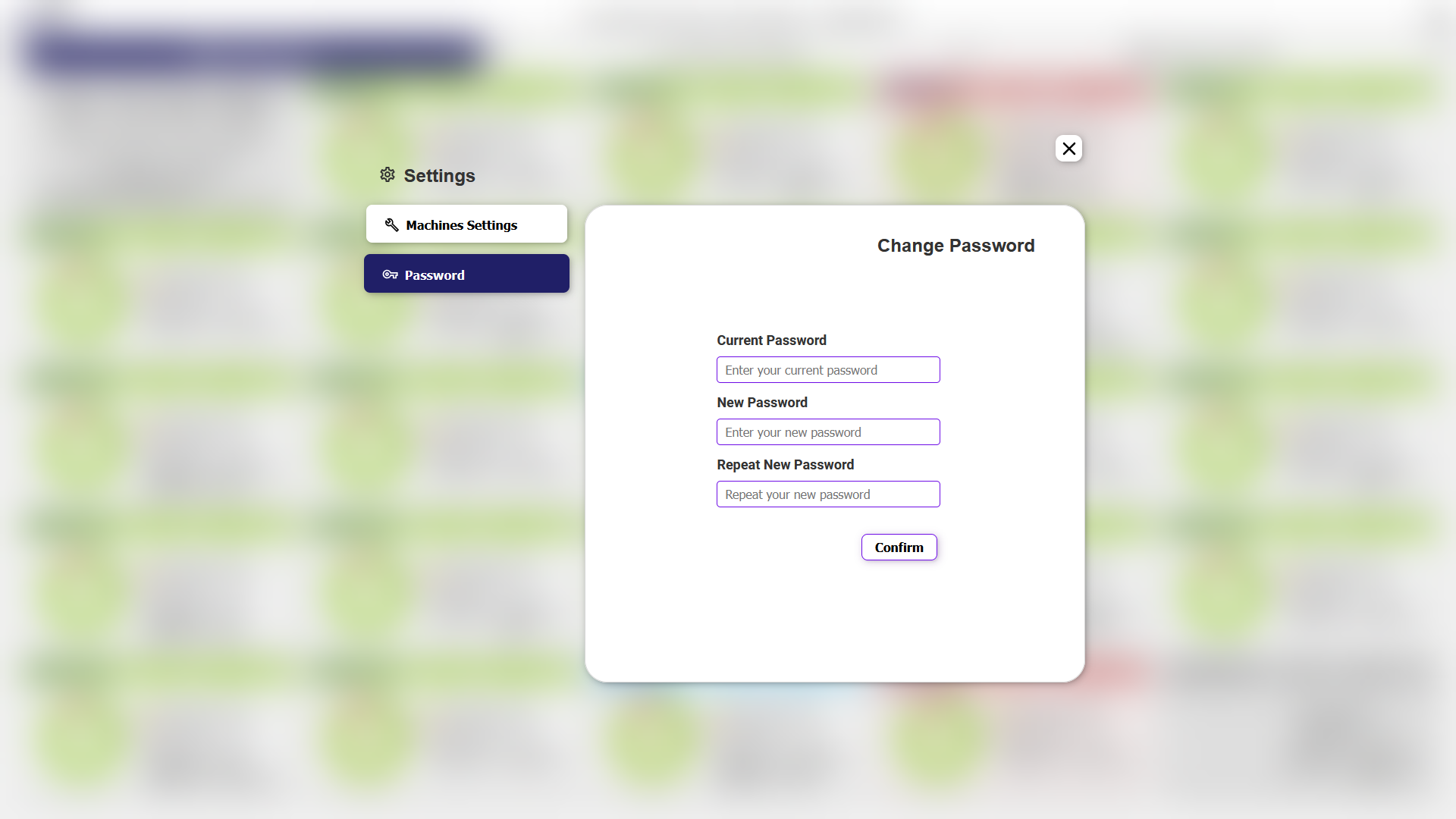 Setting Page- password