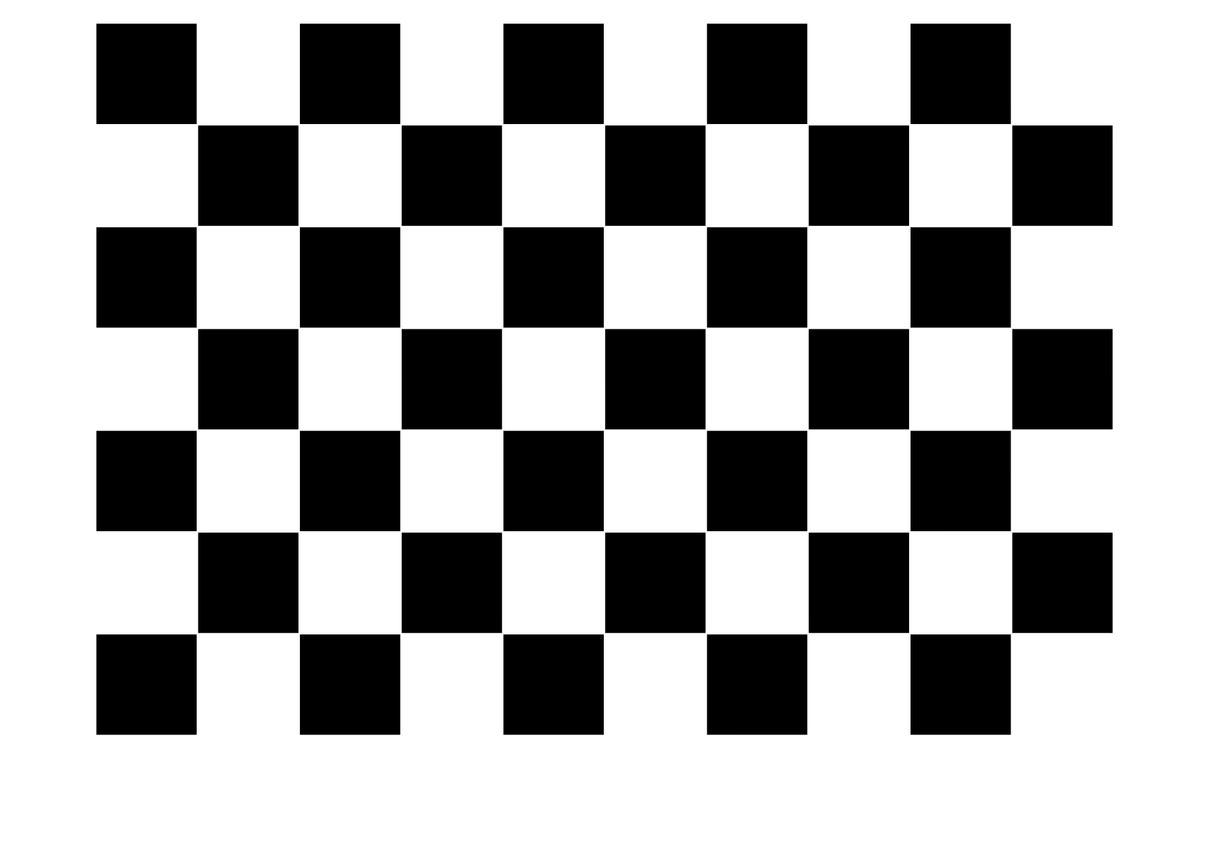 Printed checkerboard mounted on a flat board