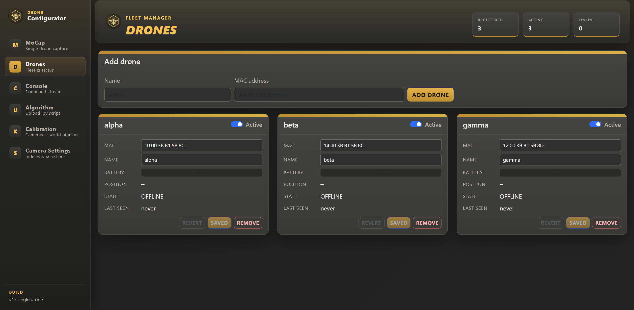 Drone fleet page
