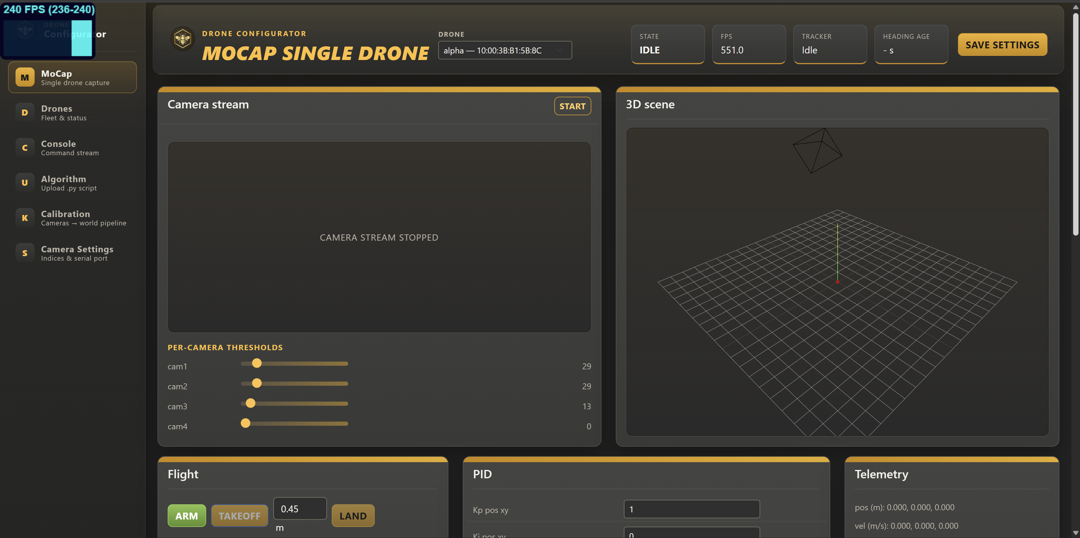 The application on first launch