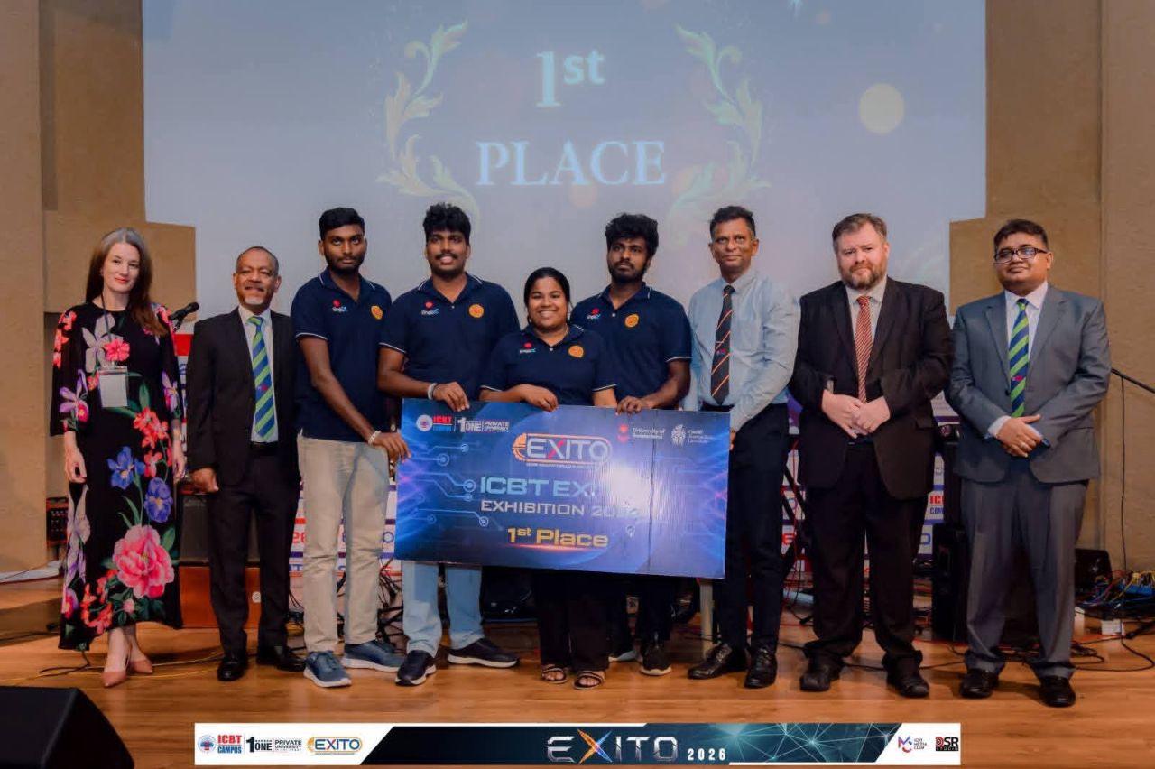 ResQ team holding the first-place award at EXITO 2026 with competition officials