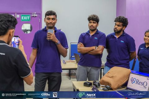 ResQ team presenting the prototype and CPR manikin at the NetX IoT Challenge 2026 final