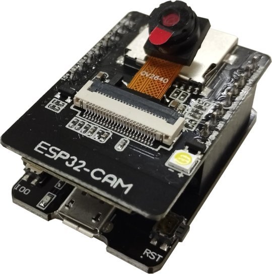 ESP32-CAM edge module with an OV2640 camera