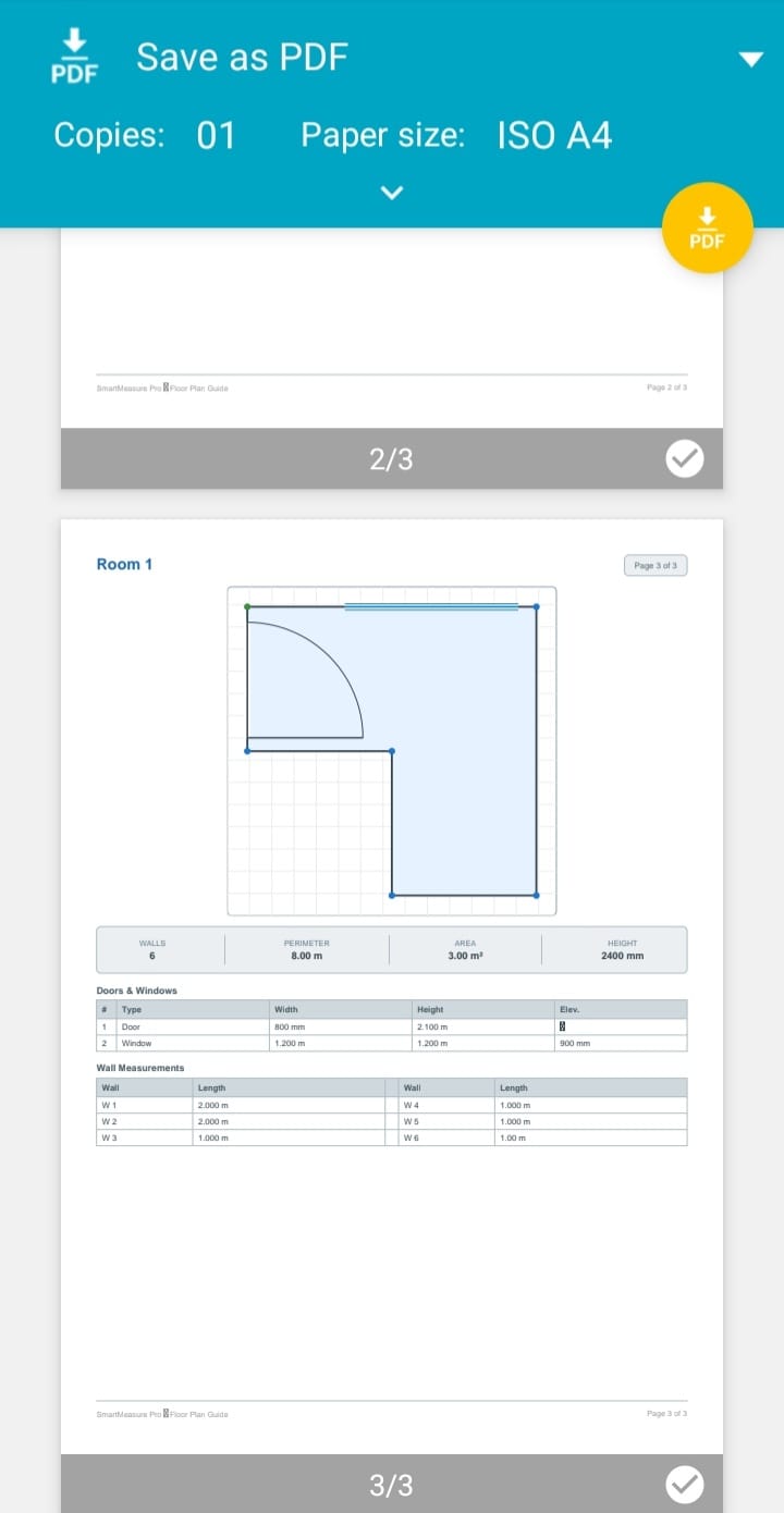 PDF floor plan report