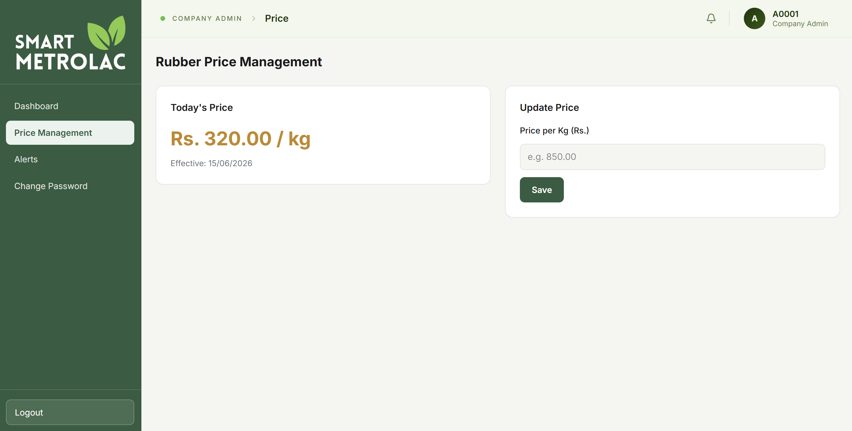Company Admin dashboard