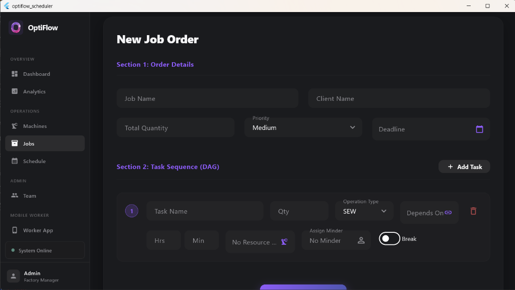 New Job Order Builder with DAG