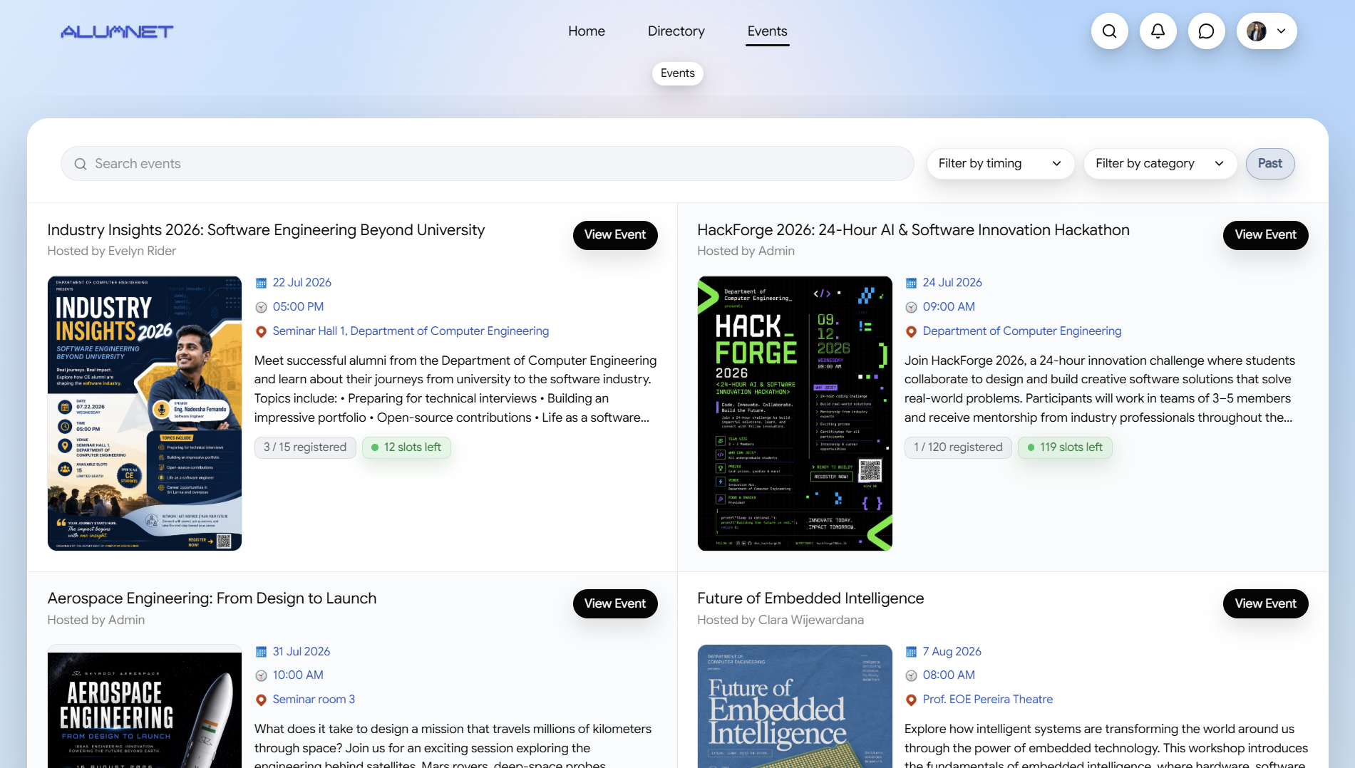 ALUMNET Events page