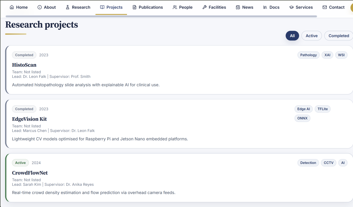 Projects Page