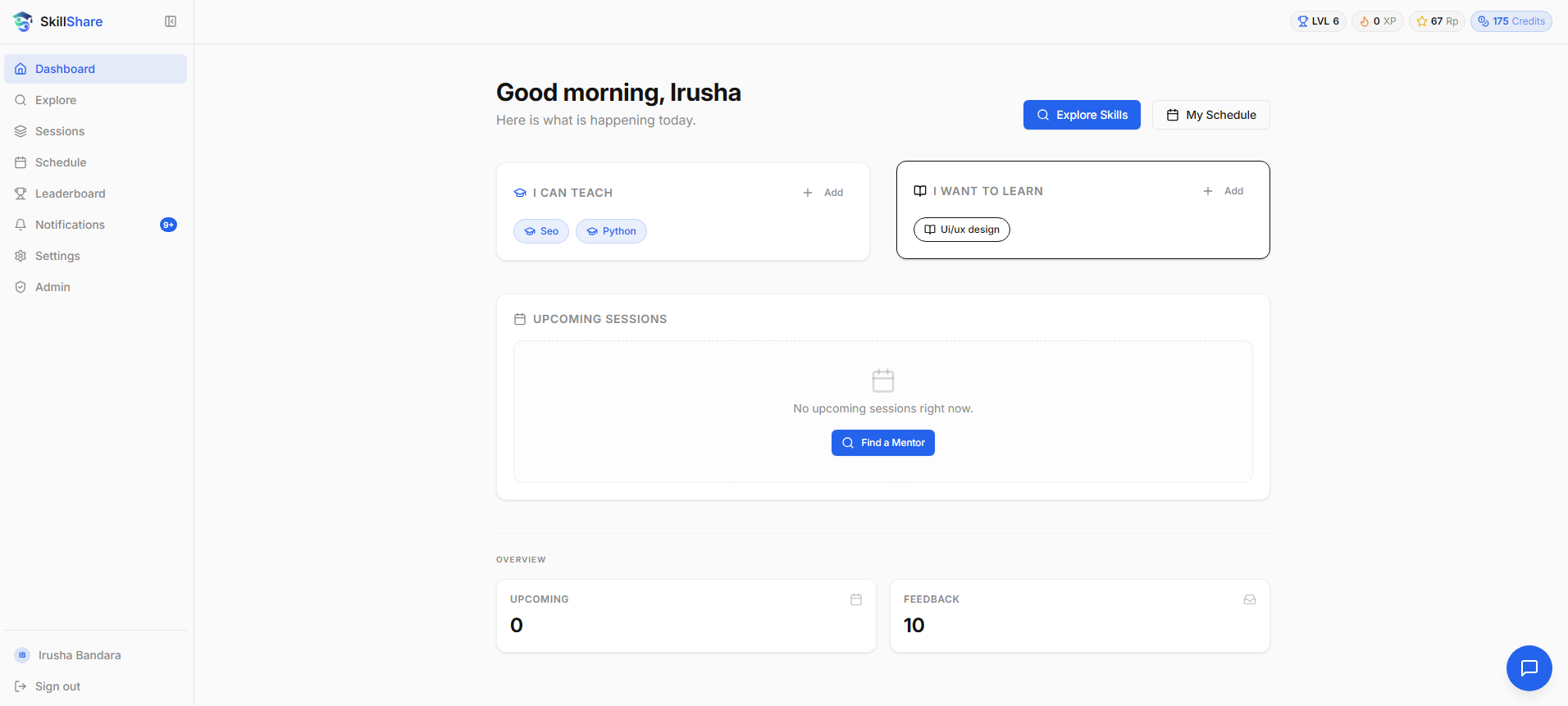 Authenticated Student Dashboard