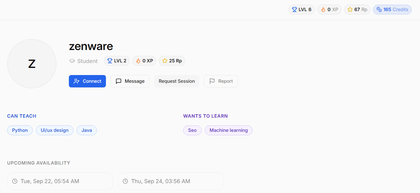 Learner Account After Booking